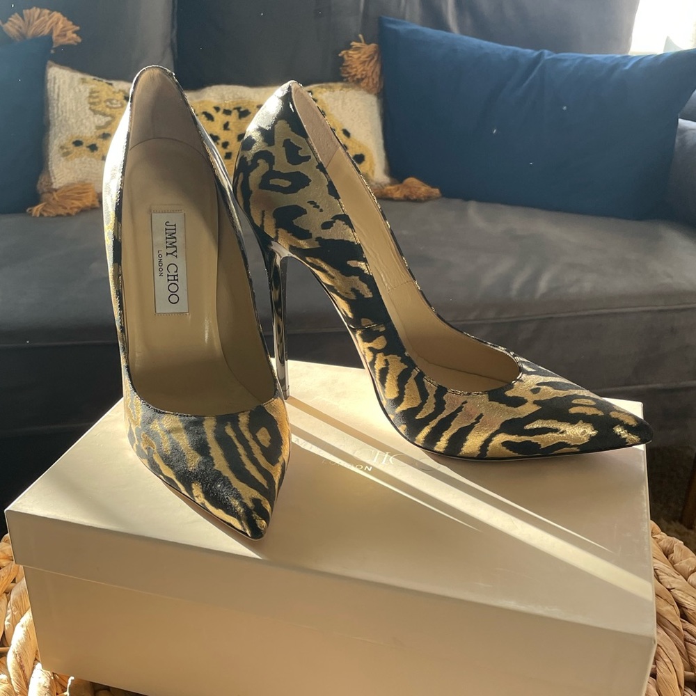 Jimmy Choo Anouk Black and Gold Zebra
